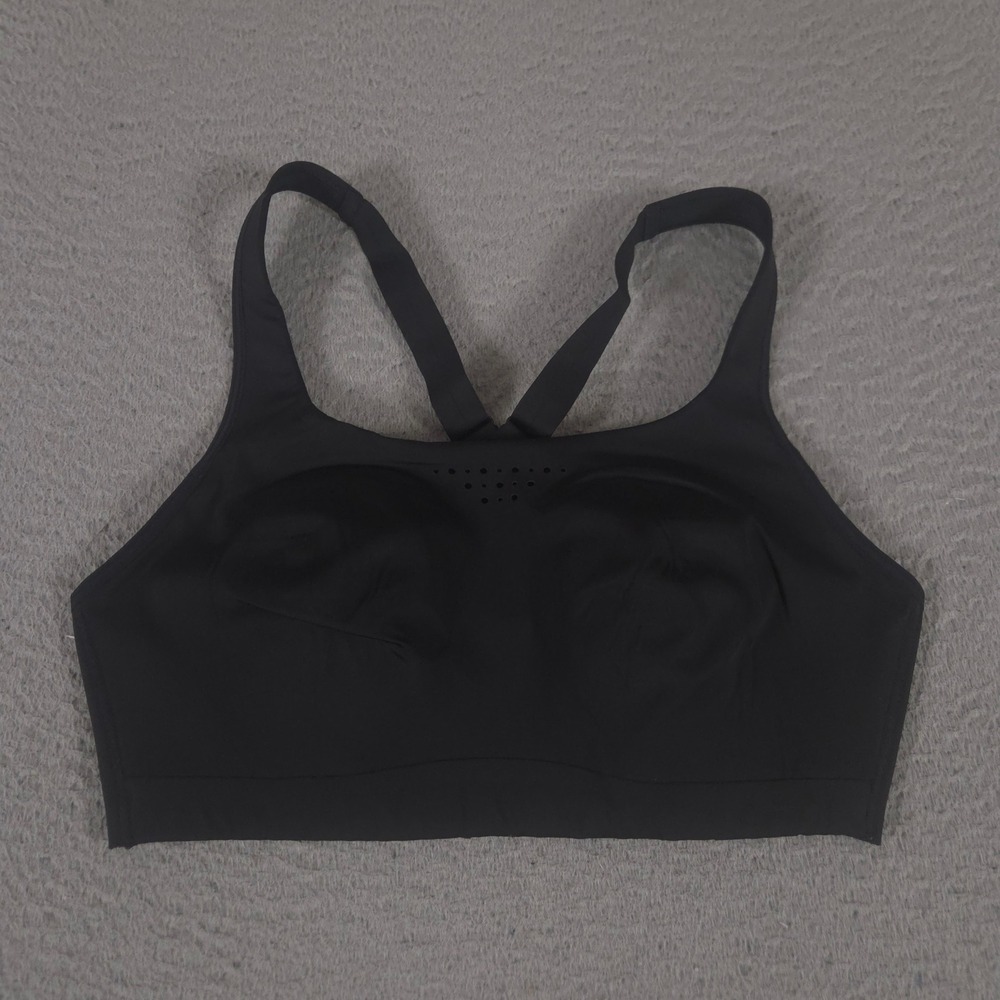 Athleta Sports Bra Womens 34D Black Phenomena Laser Cut High Impact Strappy